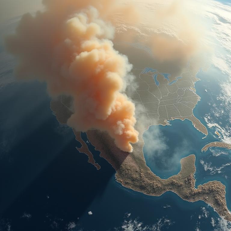 Imej satelit asap tebal dari kebakaran hutan merebak merentasi benua.