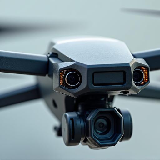 Pandangan dekat dron atmosfera dengan pelbagai sensor terpasang.